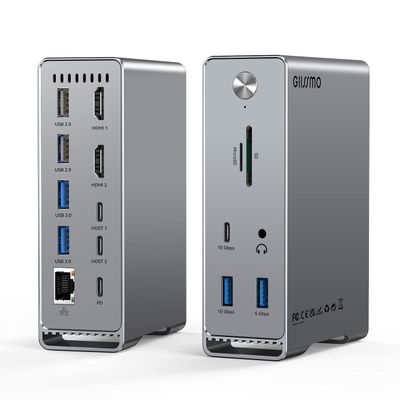 MacBook Pro Docking Station, 14-in-2 Dual USB C Docking Station Dual Monitor for MacBook Pro (Not M1/ M2) MacBook Air Dock with Dual 4K HDMI 60Hz, 10Gbps USB, RJ45, Audio, SD/TF Slots, 87W PD