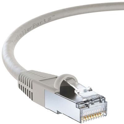 InstallerParts (10 Pack Ethernet Cable CAT6A Cable Shielded (SSTP) Booted 100 FT - Gray - Professional Series - 10Gigabit/Sec Network/High Speed Internet Cable, 550MHZ