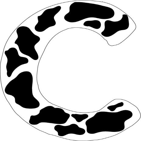 10 inch Cow Animal Print Letter Wall Decals Stickers Create Names and Words from A to Z (Cow -Letter-Decals-C)