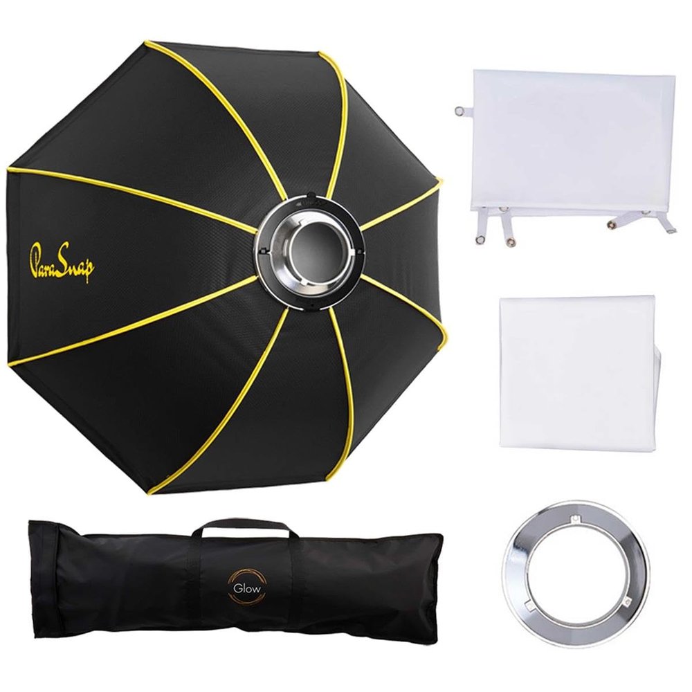 Glow ParaSnap 44" Octa SterlingFibre Bowens Mount Softbox with Advanced Open & Close System, this Parabolic Softbox with Quick Speedring Swap is an ideal Soft box