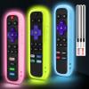 3 Pack Remote Cover for Roku, Battery Case Compatible with Roku Voice Remote Official, Silicone Universal Protective Controller Sleeve Skin Glow in The Dark Yellow Blue Pink view 1