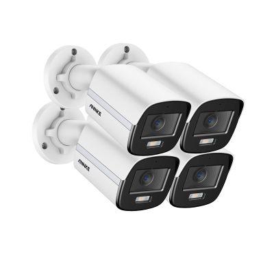 ANNKE 3K Add-On Security Bullet Camera with Full Color Night Vision, 4pcs 4-in-1 TVI/AHD/CVI/CVBS CCTV Surveillance Cam with Built-in Mic, 2.8mm Lens, IP67 Weatherproof, (Cable & Adapter Included)