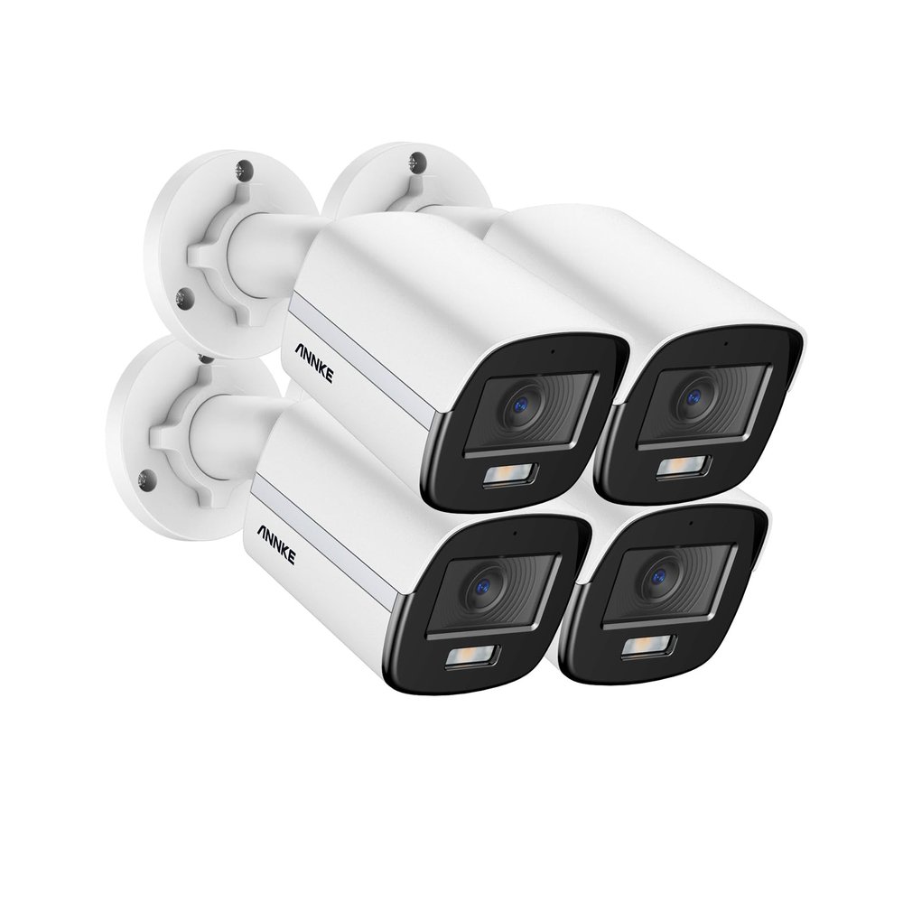 ANNKE 3K Add-On Security Bullet Camera with Full Color Night Vision, 4pcs 4-in-1 TVI/AHD/CVI/CVBS CCTV Surveillance Cam with Built-in Mic, 2.8mm Lens, IP67 Weatherproof, (Cable & Adapter Included)