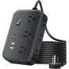 Extension Cord 25 Ft NTONPOWER Long Extension Cord with 6 Widely Spaced Outlet, Power Strip with 4 USB Port(2 USB-C), Wall Mount for Home Office, Dorm Room and Nightstand, Black view 1
