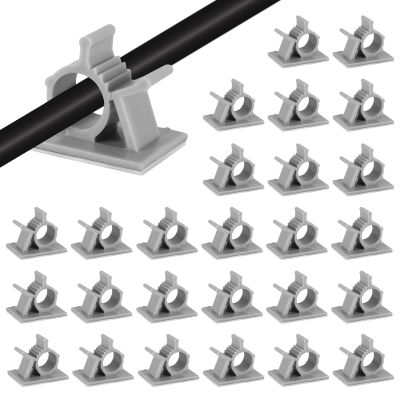 30 Pack Viaky Wire Holder for 0.4 Inch(Max) Cable - Cable Management Organizer Cable Clips Strong Adhesive Cord Hooks - Home, Office, Car, Cubicle, Desk, Wall, Nightstand Accessories - Grey