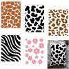 5 Pieces Animal Print Skin Stencil 8 x 6 Inches Leopard Makeup Zebra Painting Stencil Reusable Cheetah Template Plastic Cow Giraffe for Painting on Wall Face Body view 1