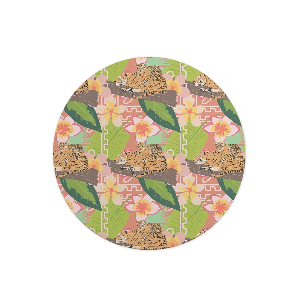Questo Casa, Round Digital Printed Mouse Mat Non Slip Backing for Office and Home Use Diameter 22cm
