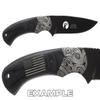 Elk Ridge 8.3" Pakkawood Handle Fixed Stainless Steel Blade Hunting Knife ER-200-09BK Laser Engraved by NDZ Performance in Orange - Molon Labe Omega Crossed Swords view 3