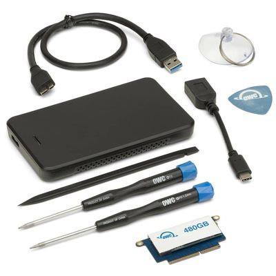 OWC 480GB Aura Pro NT High-Performance NVMe SSD Upgrade Kit with Tools and 2TB Express USB 3.0, Compatible with 2016-2017 13-inch MacBook Pro Non-Touch Bar