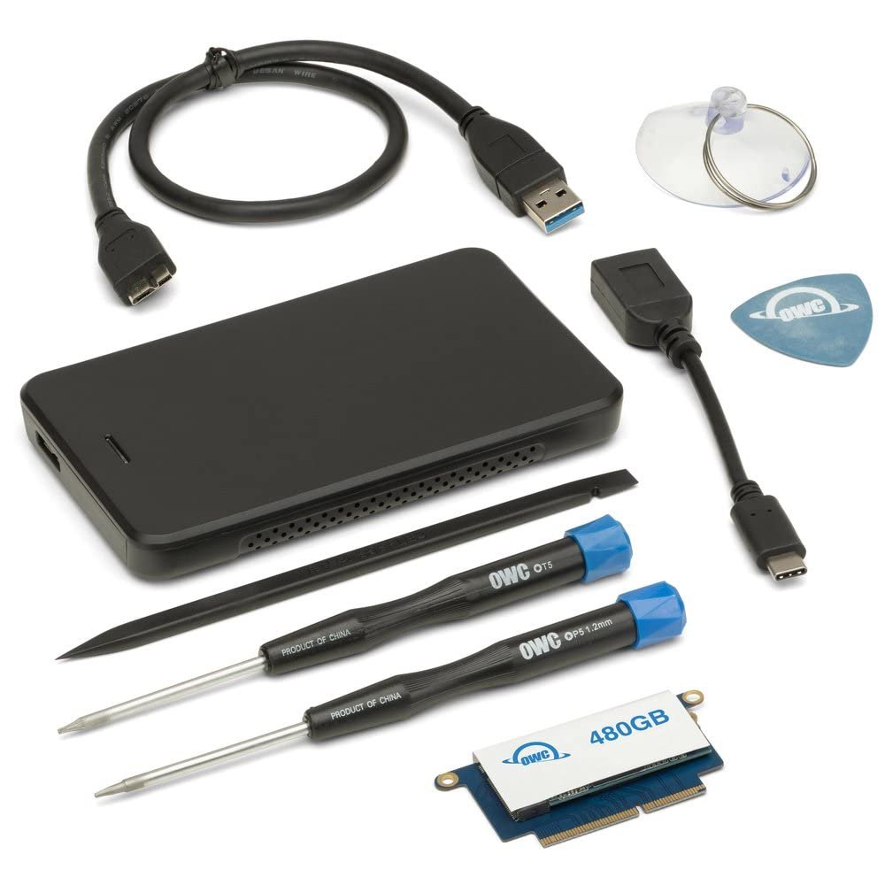 OWC 480GB Aura Pro NT High-Performance NVMe SSD Upgrade Kit with Tools and 2TB Express USB 3.0, Compatible with 2016-2017 13-inch MacBook Pro Non-Touch Bar