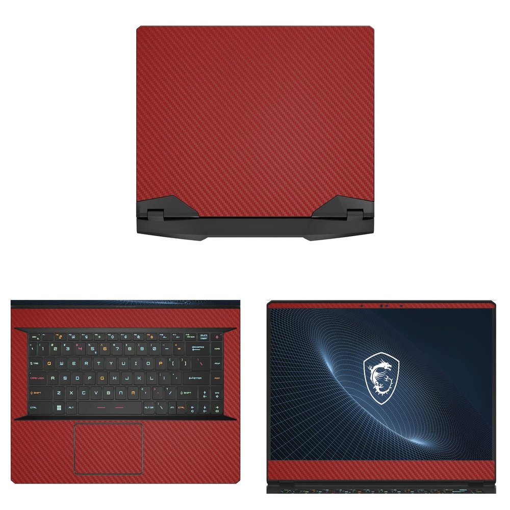 Decalrus - Protective Decal for The MSI Vector GP66 15 (15.6" Screen) Laptop RED Carbon Fiber Vinyl Cover wrap CFmsiVector15_GP66Red