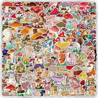 200 PCS Cute Mushroom Stickers Pack, Vinyl Mushroom Stickers, Waterproof for Water Bottle, Scrapbook, Laptop, Phone Case, Teens Girls Adults Kawaii