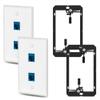 HuaHengHT Ethernet Wall Plate Outlet RJ45 Network Female to Female Keystone Wall Inline Coupler Jack Plates with Single Gang Low Voltage Mounting Bracket Device (2cat6 2Pcs, Blue) view 1