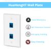 HuaHengHT Ethernet Wall Plate Outlet RJ45 Network Female to Female Keystone Wall Inline Coupler Jack Plates with Single Gang Low Voltage Mounting Bracket Device (2cat6 2Pcs, Blue) view 4