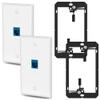 Ethernet Wall Plate HuaHengHT Outlet RJ45 Network Female to Female Keystone Wall Inline Coupler Jack Plates with Single Gang Low Voltage Mounting Bracket Device (1cat6 2Pcs, Blue) view 1