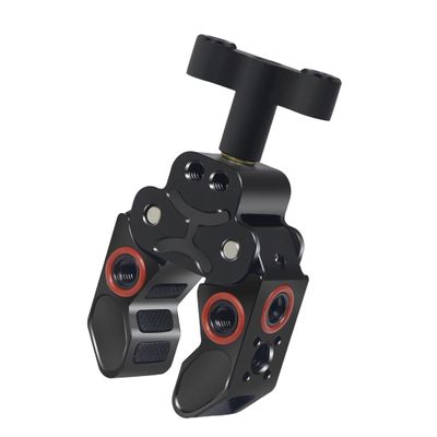Super Clamp, Camera Clamp Mount with Locating Pin for ARRI Standard, 1/4"-20 & 3/8"-16 Thread Versatile Strong C Clamp Accessories Compatible with Gopro/Monitor/LED Lights/Flash/Microphone
