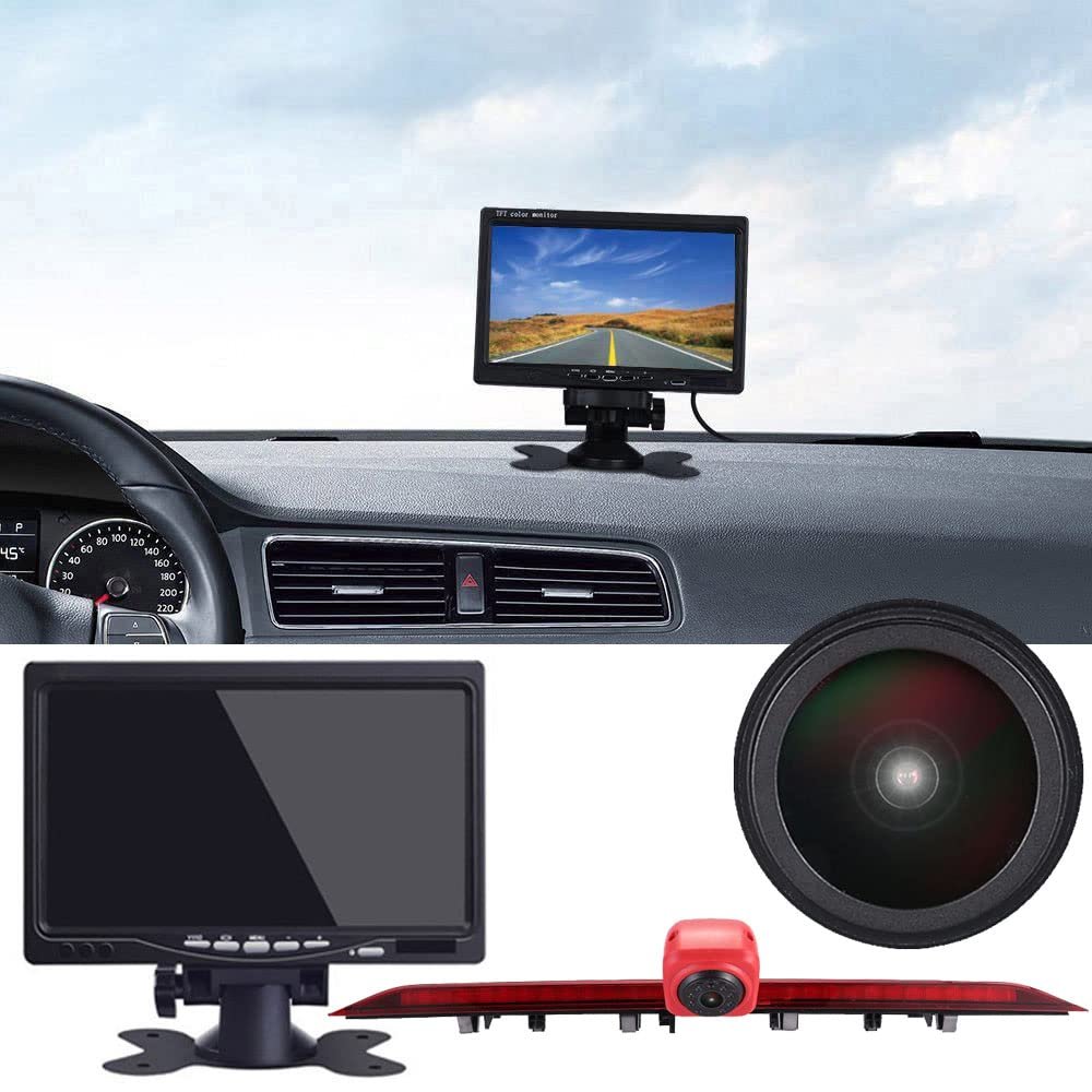 18 mm Lens car Third roof Original Brake Light Rear View Camera, Replacement for VW Crafter 2017 Man TGE from 2017 Modified Transport