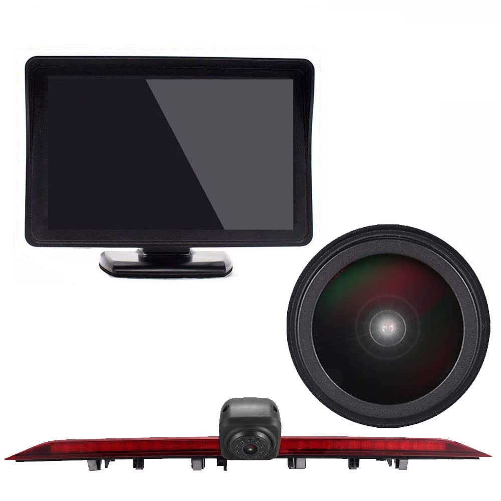 18mm Lens Car Third Roof top Mount Brake lamp Camera Brake Light Rear View Backup Camera, Replacement for Crafter Man TGE 2017 Modified Transport Vehicle Bus 2006 2014