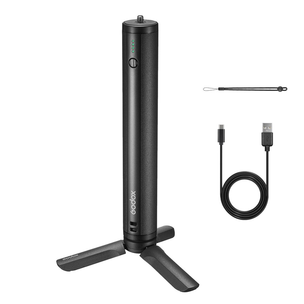 Godox BPC-01 Charging Grip, 10000mAh Handgrip with 1/4'' Mount and Mini Tripod for Mini RGB Light Vlog LED Light