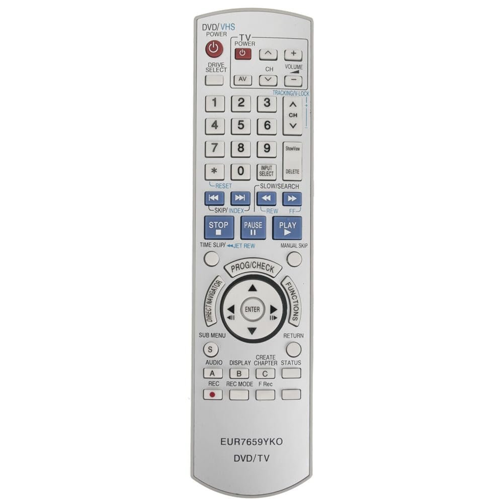 New EUR7659YKO Replaced Remote Control Compatible with Panasonic DVD VCR Recorder