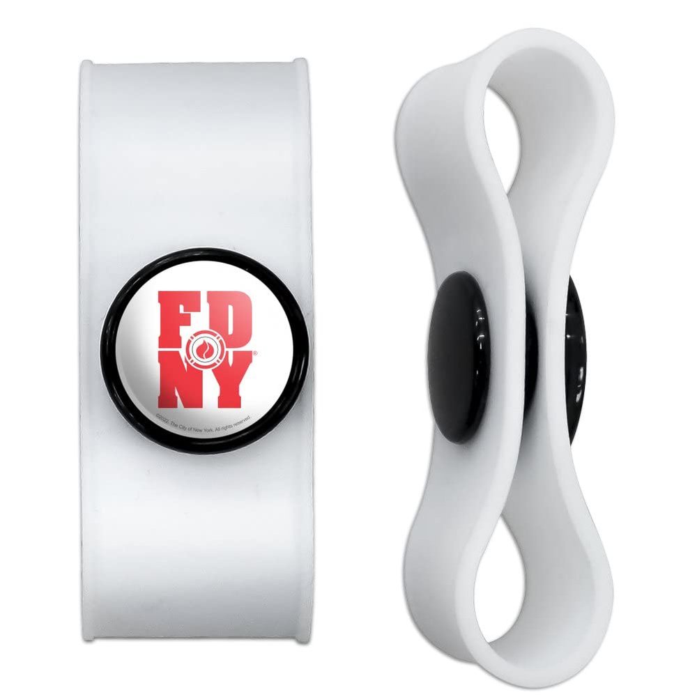 GRAPHICS & MORE FDNY Stacked Headphone Earbud Cord Wrap - Charging Cable Manager - Wire Organizer Set of 2 - White
