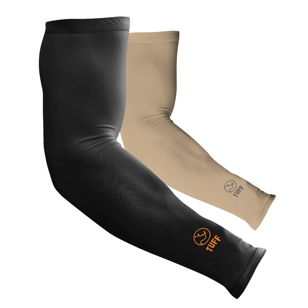 TUFF Compression Cooling Arm Sleeves - Arm Sleeves for Women - UV Protective UPF 50 Arm Sleeves for Men - Sleeves to Cover Arms Tattoo for Cycling, Basketball, Football, Golf, Gym and More