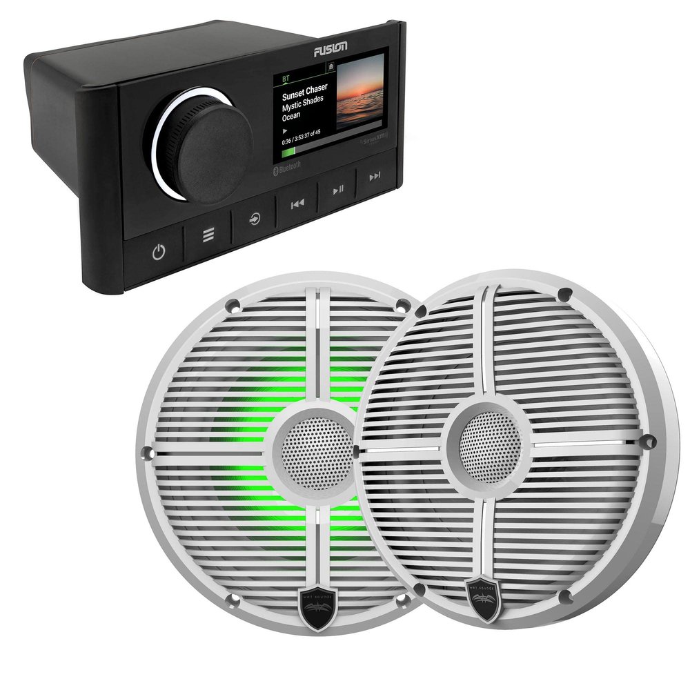 Fusion MS-RA670 Marine Receiver + 1 Pair Wet Sounds RECON8-XWW-RGB Speakers