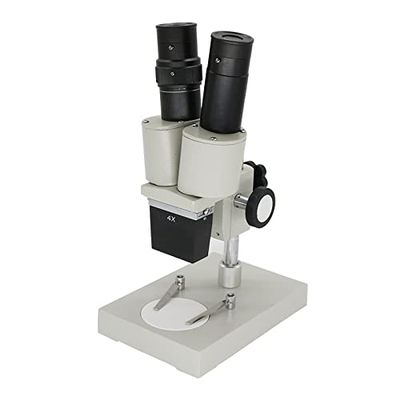 Lab Microscope Slides Binocular Stereo Microscope with WF10X Eyepiece Metal Body Optical Glass Lens 40X Microscope Parts (Color : Straight Head, Magnification : 20X)