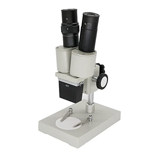 Lab Microscope Slides Binocular Stereo Microscope with WF10X Eyepiece Metal Body Optical Glass Lens 40X Microscope Parts (Color : Straight Head, Magnification : 20X)