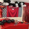 Red Car Racing Competition Backdrop Competition Car Racing Check Flag Background Kids boy Birthday Party Photography Banner Superman Cloak Decoration Supplies (8x6FT) view 3