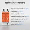 Baomain 2P (1P+N) Surge Protective,24V DC 40kA,BMD1-C40 Single-Phase SPD with Neutral Protection,for Solar Charge Controllers and Low-Voltage DC Systems,DIN Rail Mounting,Flame Retardant Housing view 2