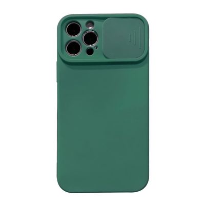 Camera Lens Protection Liquid Silicone Case for iPhone 13 12 Pro Max 11 Pro XS Max XR X 8 7 Plus Mini SE 2 Lens Push Pull Cover,Dark Green,for iPhone 12