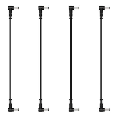 4-Pack 1ft 5.5mm x 2.5mm Male to Male DC Power Cable, 90 Degree Right Angle Plug Jack Power Supply Adapter Cord for CCTV Surveillance Security Camera LED Strip DVR Router Invoice Printer