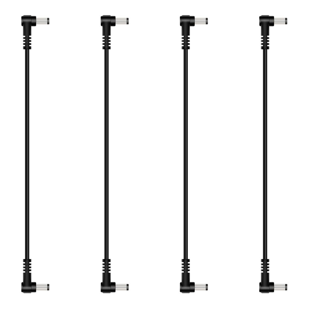 4-Pack 1ft 5.5mm x 2.5mm Male to Male DC Power Cable, 90 Degree Right Angle Plug Jack Power Supply Adapter Cord for CCTV Surveillance Security Camera LED Strip DVR Router Invoice Printer
