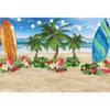 12x10ft Summer Beach Party Backdrop Hawaiian Beach Tropical Floral Leaves Surfboard Photography Background for Birthday Glitter String Lights Palm Floral Baby Shower Decor Cake Table Photo Booth view 4