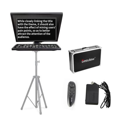 Desview 22 inch Big Teleprompter PC Computer Laptop Large Prompter Support Word TXT PDF for DSLR Professional Cameras Video Recording News Live Interview, with Wireless Remote Control and Foot Control