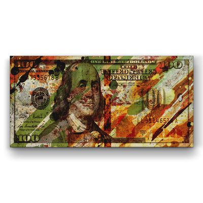Military 100 Dollar Bill Wall Art Print Veterans Office Decor, Patriotic Army Art, Soldier One Hundred Sign, US Army Combat Money Art, American Army Money Artwork, Money Investor Print (20" x 40")