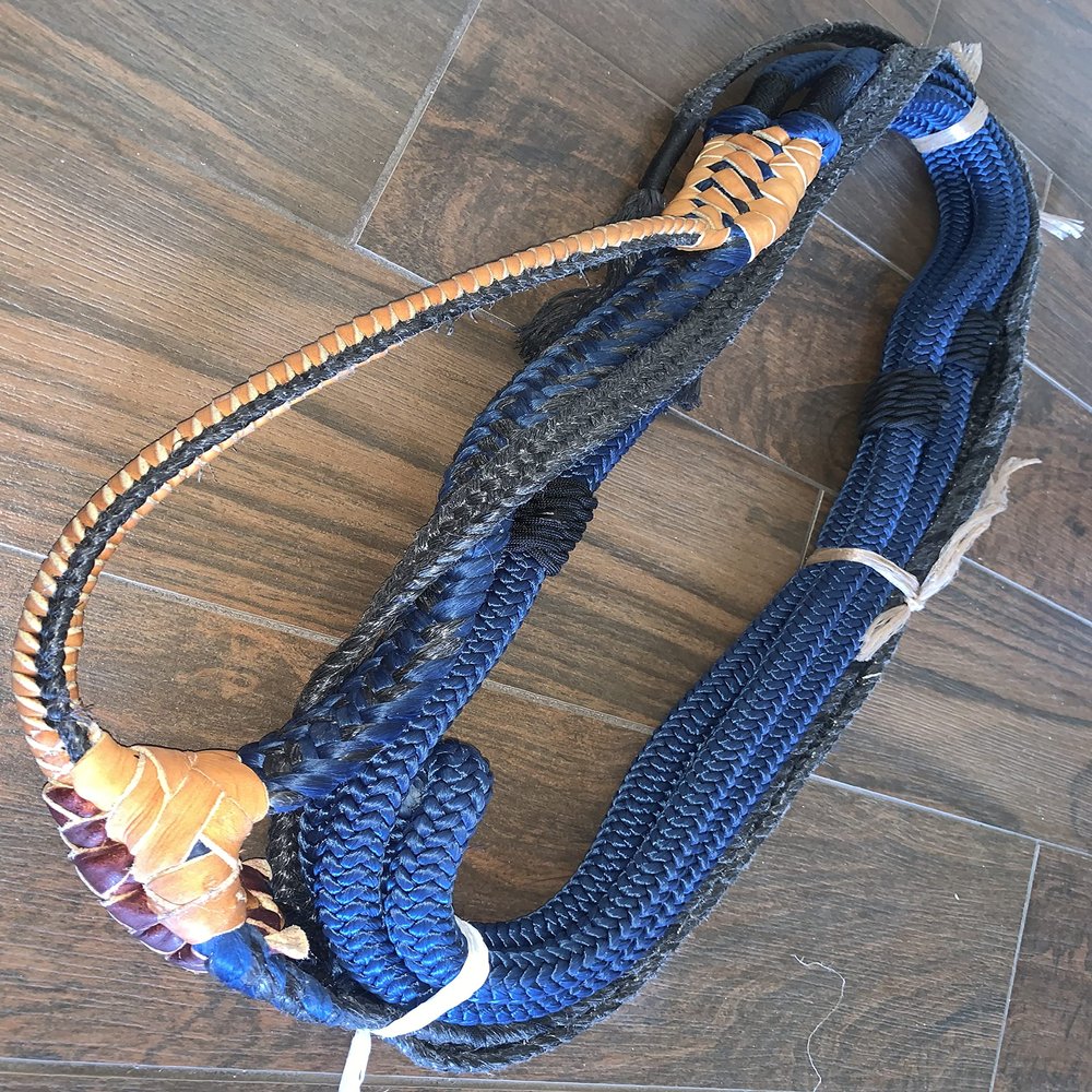 Brazilain Navy Blue on Black Poly Pro 7x9RH 3/4" x 3/4" Bull EPT Bull Ropes Full Brazilian 16'