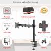 Barkan Monitor Desk Mount for Flat/Curved Screens Sizes 13-34 inch, Full Motion - 5 Movements, Ergonomic, 360 Degree Rotation, Touch & Tilt, Holds up to 17.6 lbs, Grommet Hole Compatible view 3