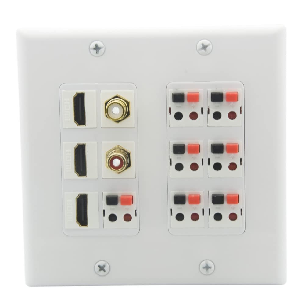 2 Gang Spring Clip Style 7.2 Speaker Wall Plate