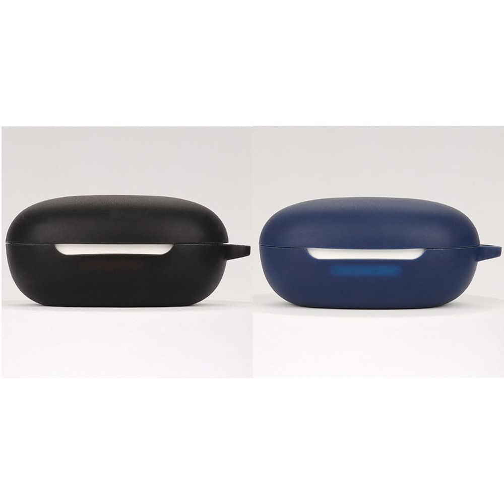 2 Pack DAYJOY Soft Silicone Protective Case Cover Compatible with JBL Free II True Wireless Headphones, Protective Skin Sleeve with Key Chain (Black+Blue)