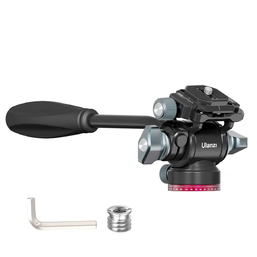 Video Fluid Head for Camera Tripod - ULANZI U-190 Mini Pan Tilt Head Small Panoramic Ball Head with Arca Swiss Quick Release Plate Lightweight Filming Equipment for Compact Camera Load up to 6.6lb/3kg