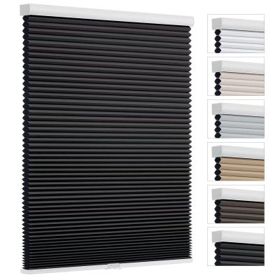 Changshade Cordless Cellular Shades, Blackout Room Darkening Black Out Honeycomb Blinds for Indoor Windows Bedroom, Pull Down Pleated Accordion Blind Easy Install, Shade Size 24" Wx64 H, Black