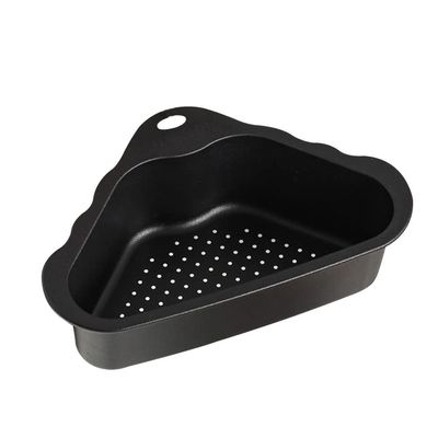 Luxshiny Mesh Strainer Stainless Steel Sink Kitchen Sink Corner Sponge Holder Strainer Basket Hanging Drain Rack Organizer for Scrubbers Soap Bar Bathroom Black Drying Rack