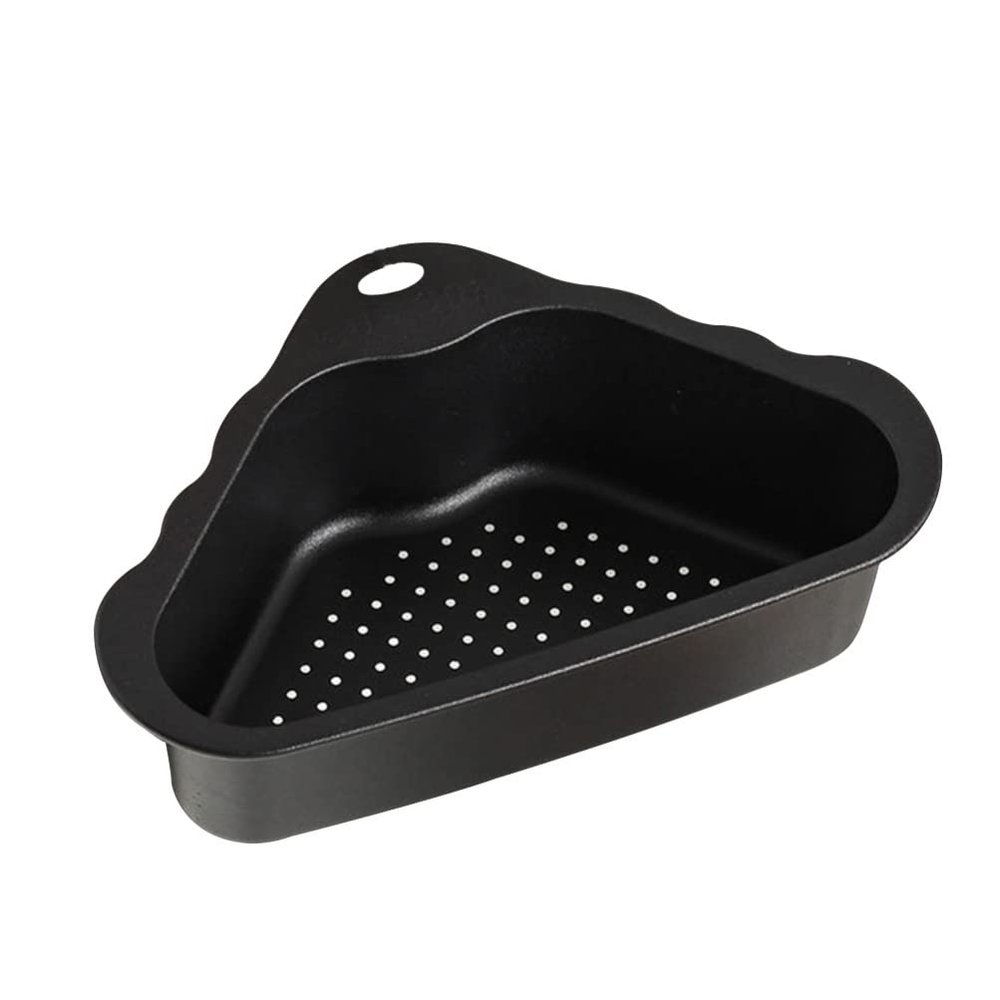 Luxshiny Mesh Strainer Stainless Steel Sink Kitchen Sink Corner Sponge Holder Strainer Basket Hanging Drain Rack Organizer for Scrubbers Soap Bar Bathroom Black Drying Rack