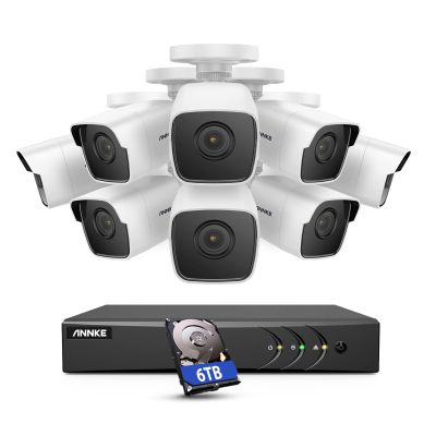 ANNKE 8CH 5MP Security Camera System, 5MP Lite DVR Recorder and 8 x 5MP IP67 Weatherproof Outdoor CCTV Cameras, 100 ft Night Vision with Smart IR & WDR for Home Surveillance, 6 TB Hard Drive