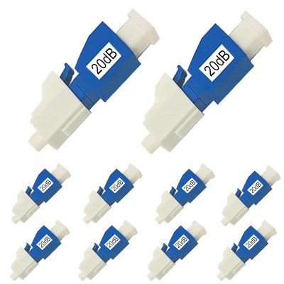 10Pcs LC Fiber Optic attenuator, Fiber Signal Attenuation Converter, LC Inserts Connector Single Mode (LC-UPC, 20dB)
