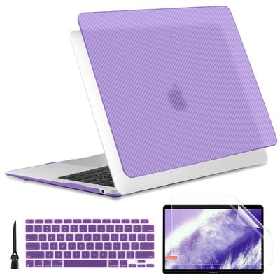 [2022 Upgrade] MacBook Air M1 13 inch Case Thin Carbon Fiber Design Fashionable Slim Protective Cover Compatiable for Apple MacBook Air A2337 A2179 A1932 2021-2018,Purple