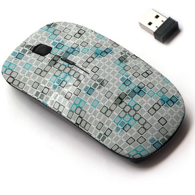 2.4G Wireless Mouse with Cute Pattern Design for All Laptops and Desktops with Nano Receiver - Blue Cells