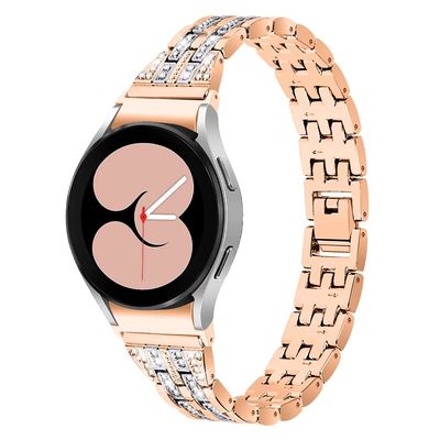 Replacement Bracelet Compatible with Galaxy Watch 4 42mm,KangPlus Bracelet Metal Stainless Steel Strap Adjustable 5.5-8.0 inch Compatible with Galaxy Watch 4 42mm/46mm - Rose Gold+Silver